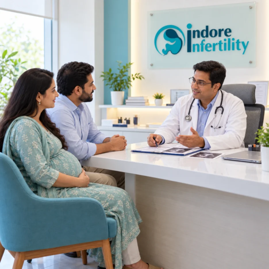 Couple expecting a baby consulting the fertility specialist at Indore Infertility Clinic