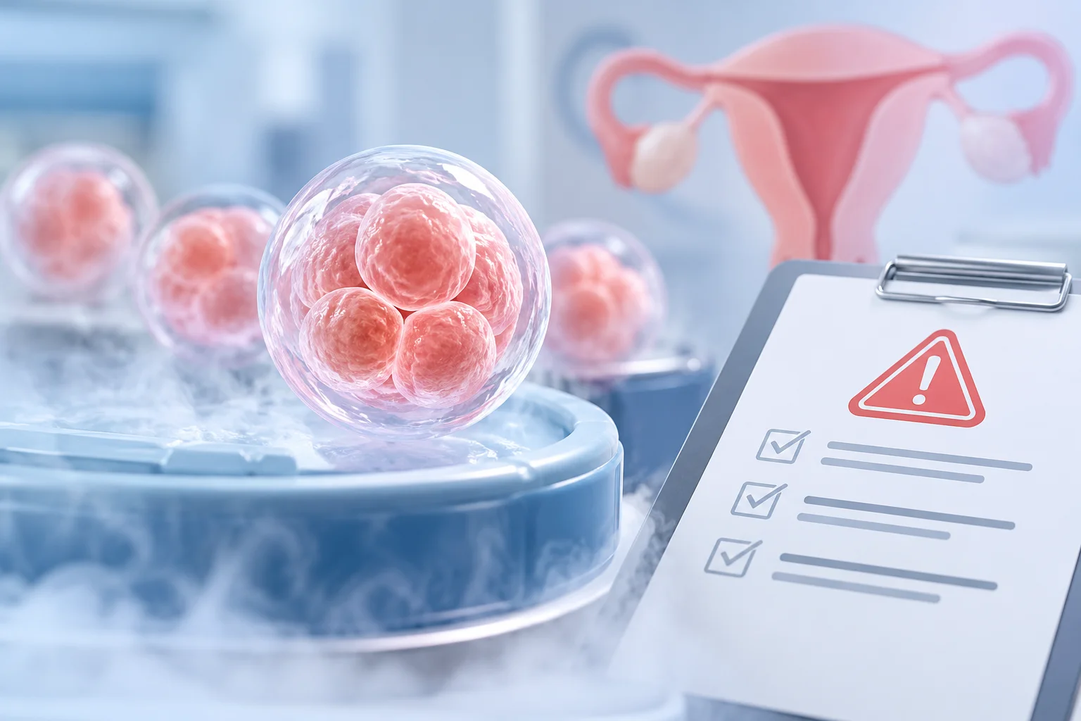 Embryologist handling frozen embryos in a cryostorage tank