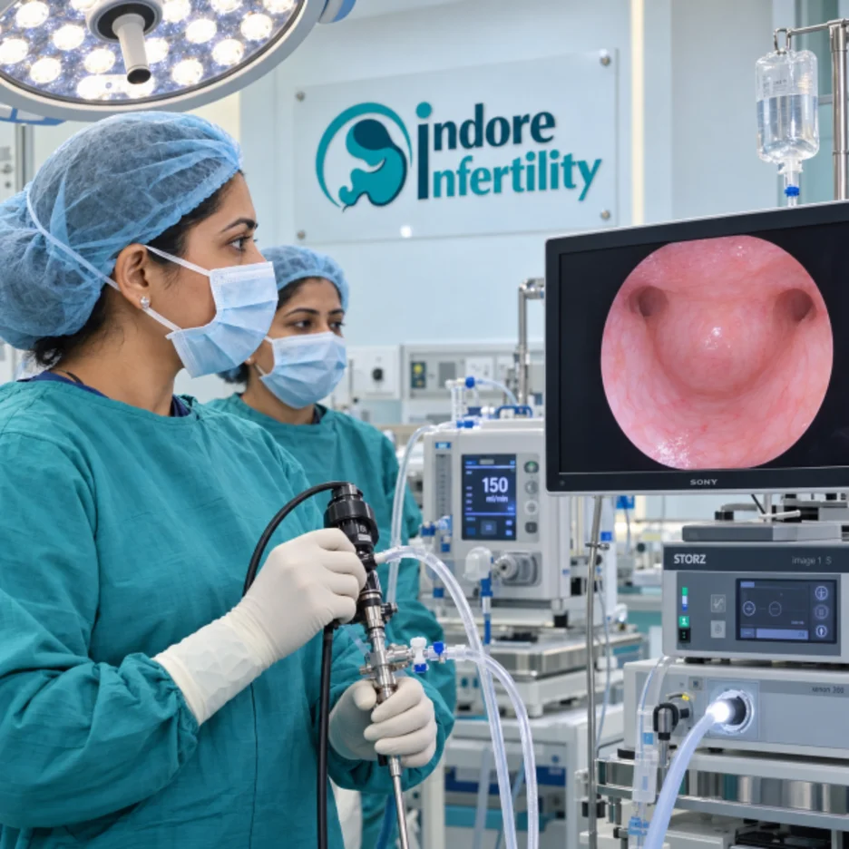 Hysteroscopy camera examination of the inside of the uterus