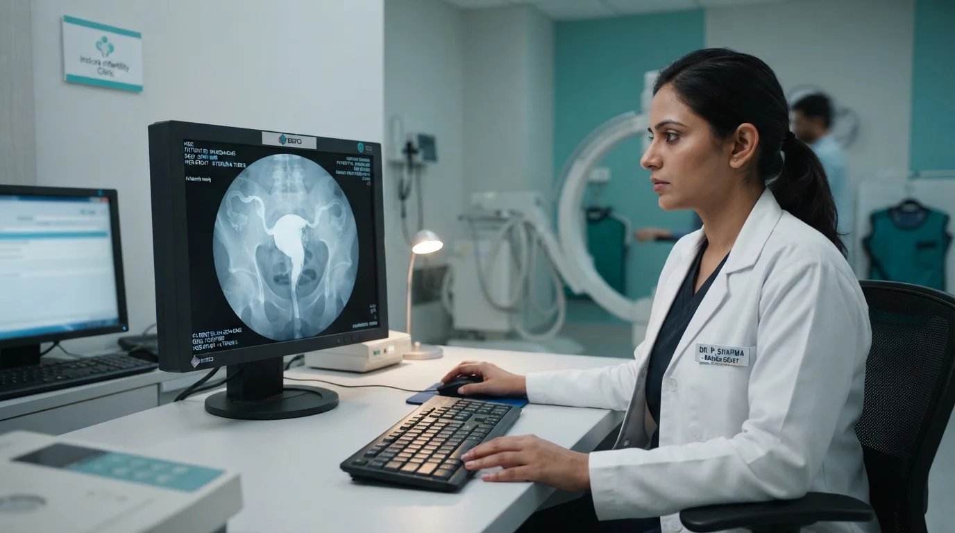 HSG imaging used to evaluate fallopian tubes
