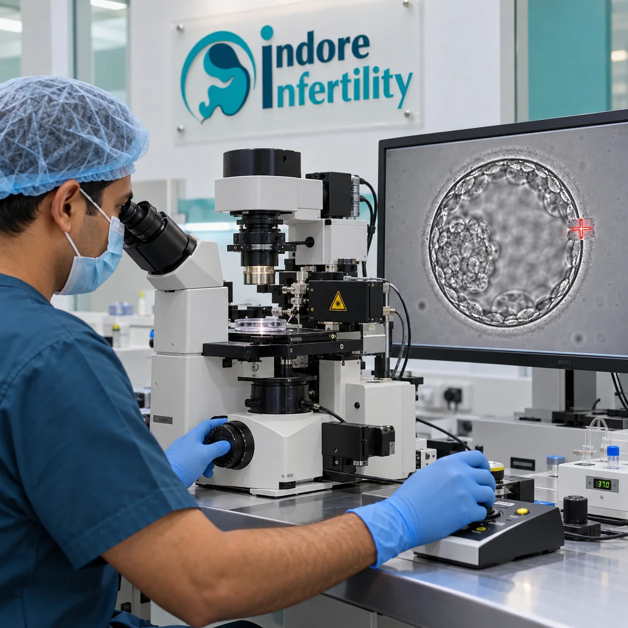 Laser assisted hatching and embryo laboratory procedure