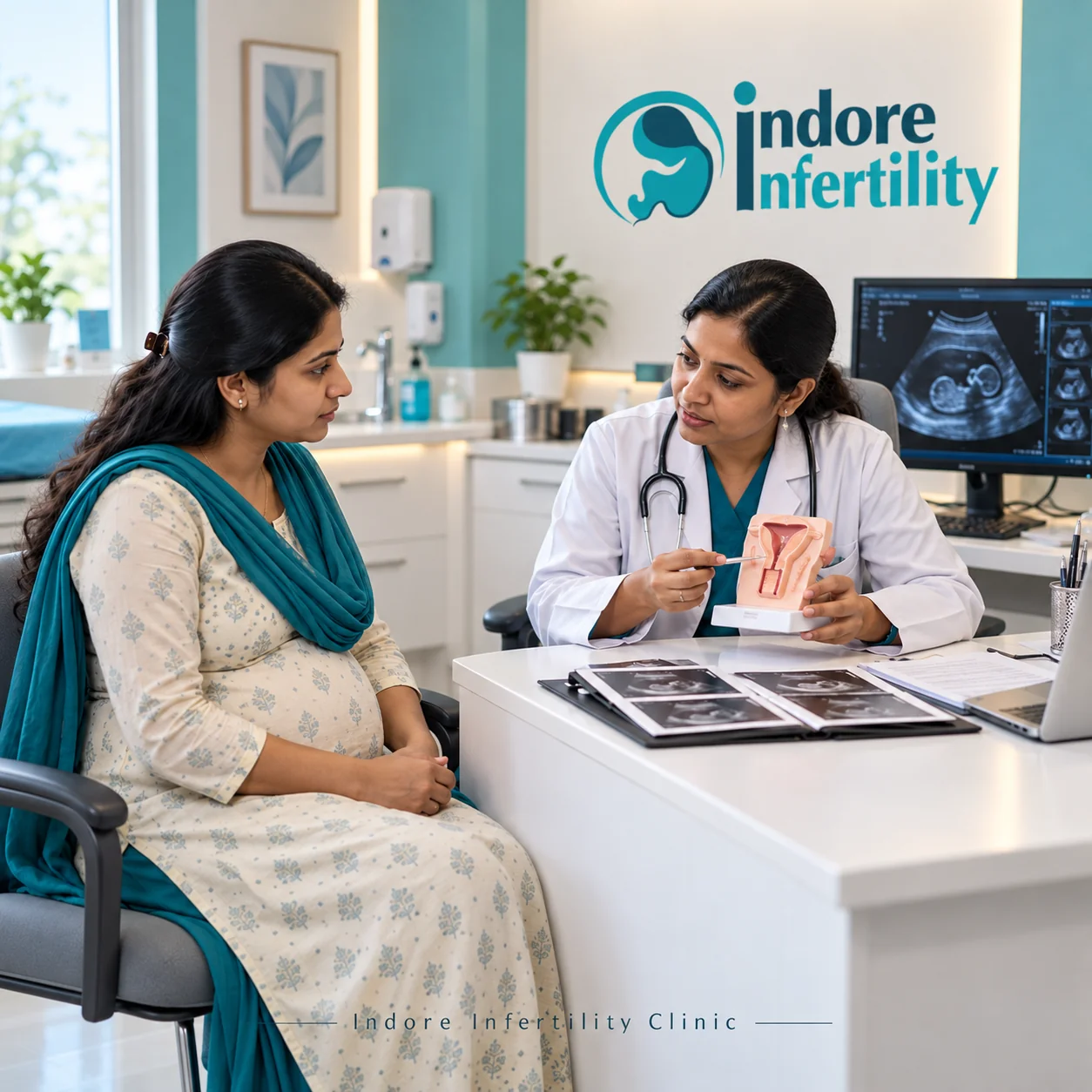 Doctor reviewing pregnancy history with a patient